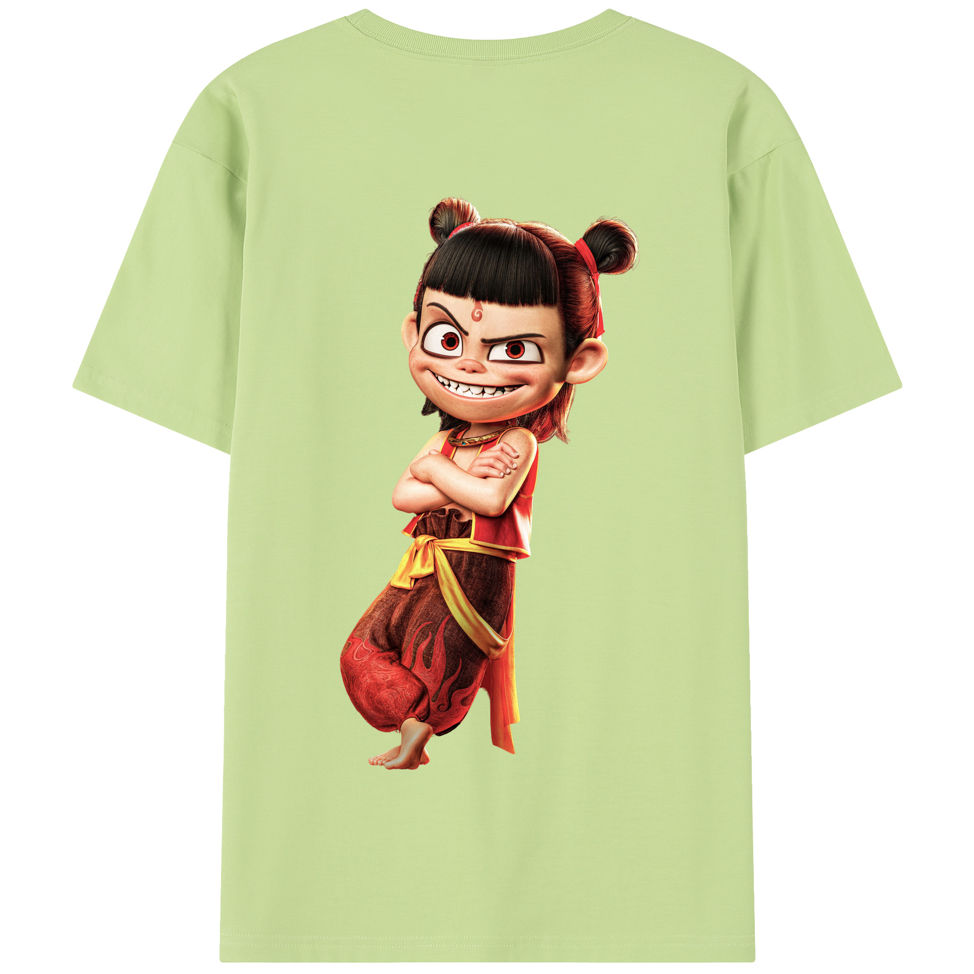 （画像用） Ne Zha 2 ナタ 魔童の大暴れ 綿100％半袖Tシャツ（背面プリント）